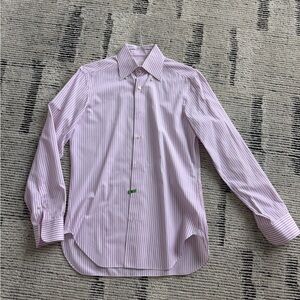 Barba Pink and White Striped Dress Shirt